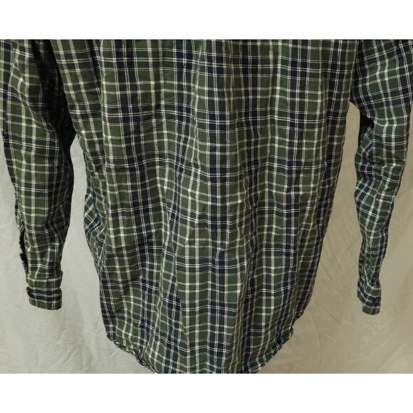 Eddie Bauer Mens Large Reg Green Plaid Heavyweight Button Down Long Sleeve Shirt - Picture 9 of 10